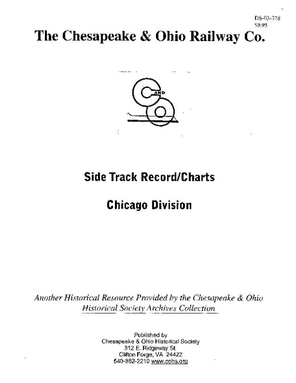 DS-03-278 C&O Side Track Chart, Chicago Division