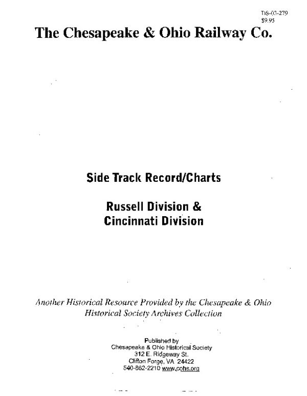 DS-03-279 C&O Side Track Chart, Russell?Cincinnati Divisions