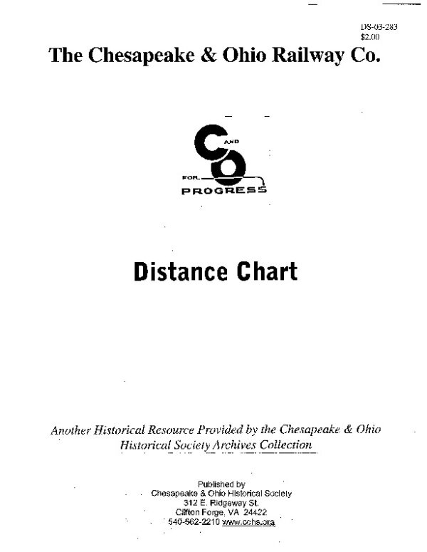 DS-03-283 C&O Distance Chart