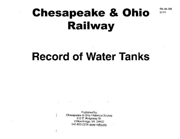 DS-04-288 C&O Record of Water Tanks