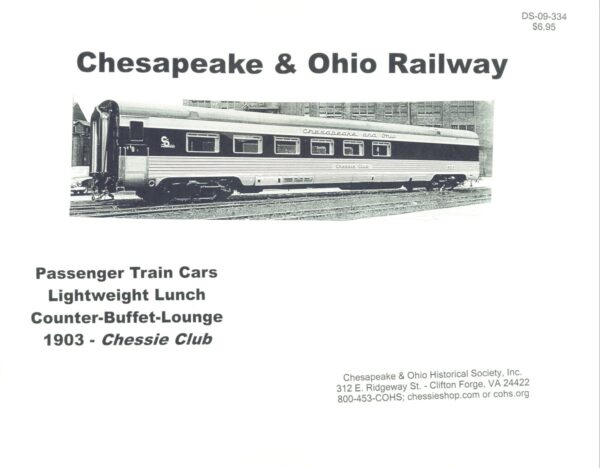 DS-09-334 Passenger Train Cars Lightweight Lunch Counter-Buffet-Lounge 1903 - Chessie Club Photos