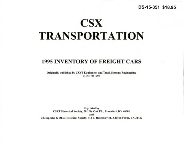 DS-15-351 CSX Transportation 1995 Inventory of Freight Cars