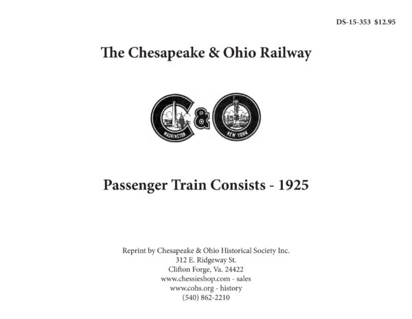 DS-15-353 C&O Passenger Train Consist 1925