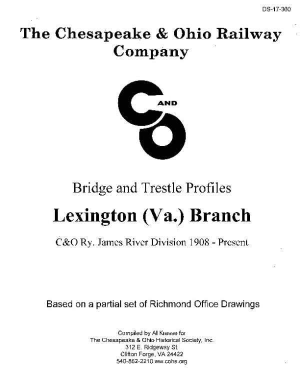 DS-17-360 Bridge and Trestle Profiles - Lexington VA Branch - C&O Ry. James River Division 1908-Present