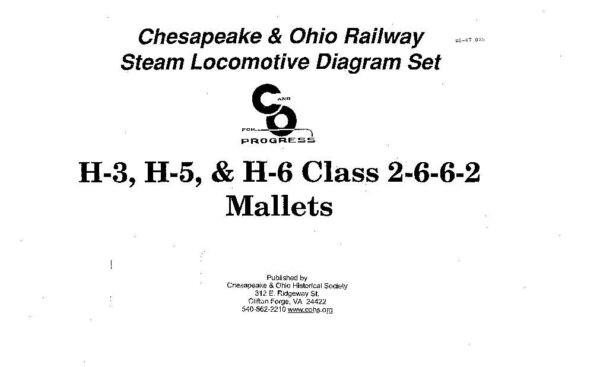 DS-7-025 C&O Steam Locomotive Diagrams - H-3, H-5 & H-6 Class 2-6-6-2 Mallets