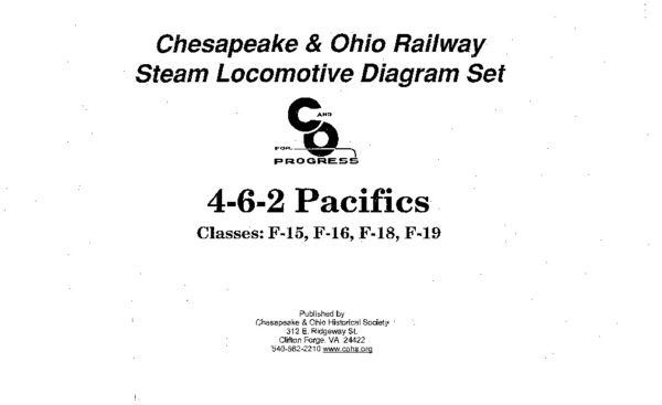 DS-7-028 C&O Steam Locomotive Diagrams - 4-6-2 Pacifics Classes: F-15, F-16, F-18 & F-19