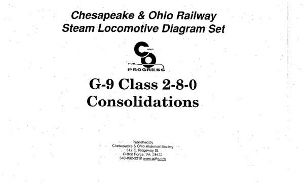 DS-7-031 C&O Steam Locomotive Diagrams - G-9 Class 2-8-0 Consolidations
