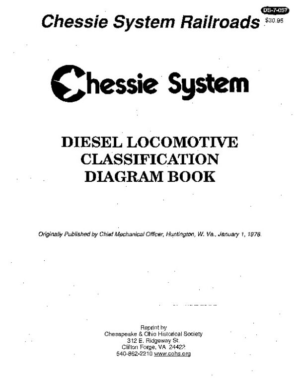 DS-7-057 Chessie System Diesel Locomotive Classification Diagram Book