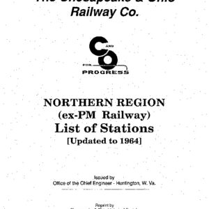 DS-8-067 C&O Northern Region (ex-PM Railway) List of Stations Updated to 1964