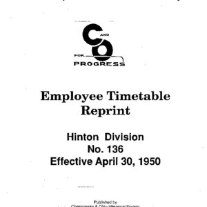 DS-8-119 Employee Timetable - Hinton No. 136 (Apr. 1950)