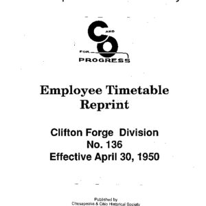 DS-8-123 Employee Timetable Clifton Forge No. 136 (Apr. 1950)