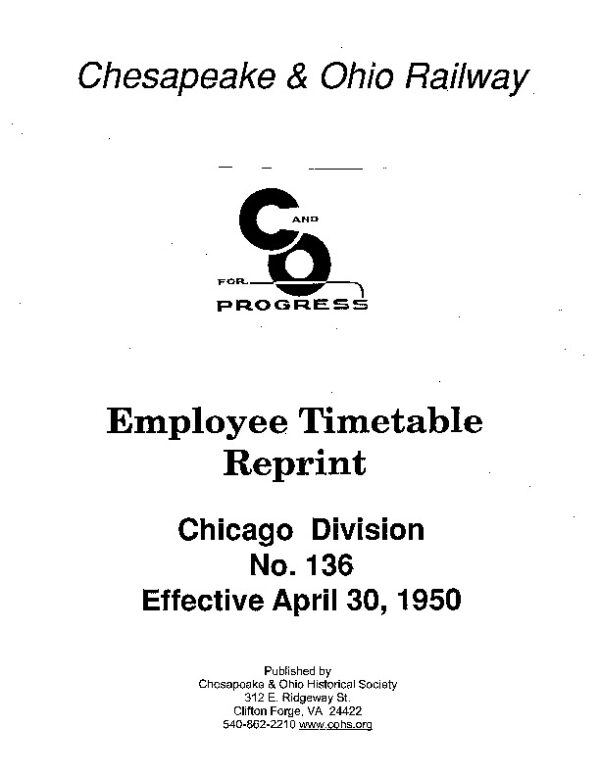 DS-8-124 Employee Timetable - Chicago No. 136 (Apr. 1950)