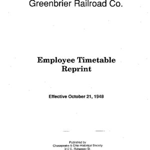 DS-8-126 Employee Timetable - Nicholas, Fayette & Greenbrier RR No. 9