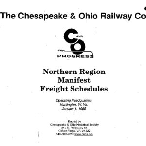 DS-8-127 C&O Northern Region Manifest Freight Schedule, 1965