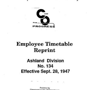 DS-8-128 Employee Timetable - Ashland No. 134 (Sept. 1947) - Reprint