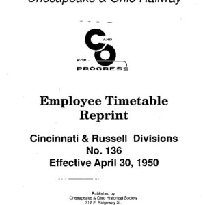 DS-8-129 Employee Timetable - Cincinnati/Russell No. 136 (Apr. 1950)