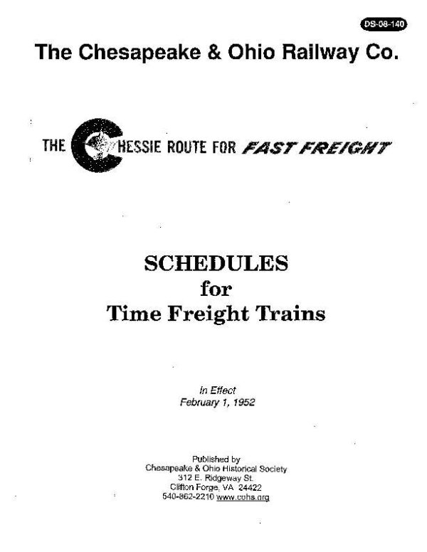 DS-8-140 C&O Schedules for Fast Freight Trains
