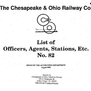 DS-8-142 C&O Officers, Agents and Stations No. 82 (1948)