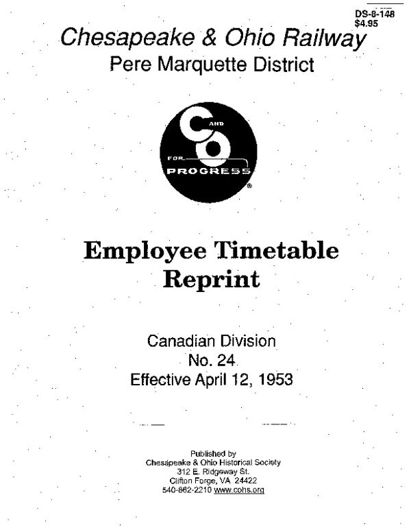 DS-8-148 Employee Timetable, Canadian Division, No. 24 (Apr. 1953)