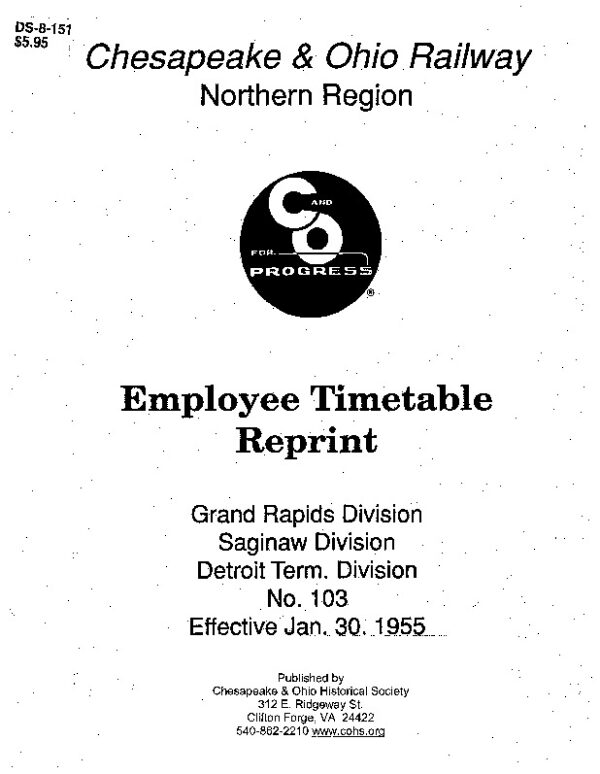 DS-8-151 Employee Timetable - Northern Region No. 103 (Jan. 1955)
