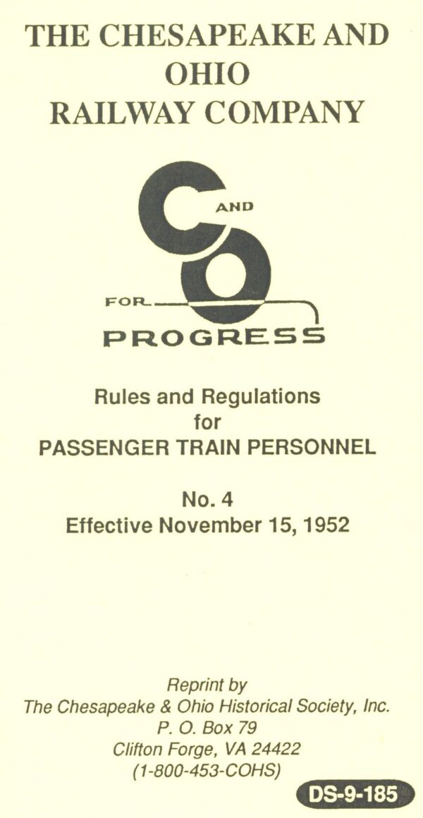DS-9-185 C&O Rules and Regulations