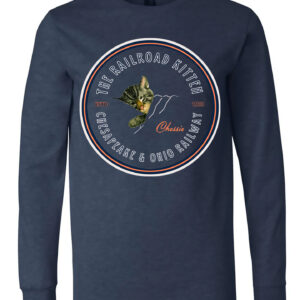 CL-25-455 T-Shirt, Long Sleeve, Chessie The Railroad Kitten, Est. 1933, Heather Navy